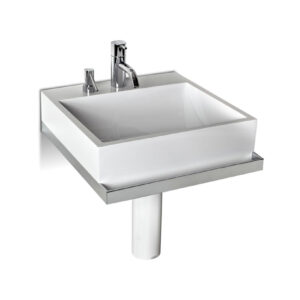 Quarenta Lavatório Porta Sabão Líquido e Toalheiro (44x12x40cm) Resina/Metal