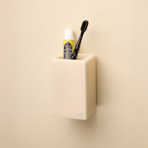 Cubo Porta Escovas Copo Fixo (8x13x8cm) Resina/Metal