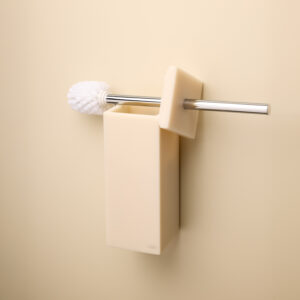 Cubo Porta Escovas Fixo p/Vaso Fixo (9x40x9,5cm) Resina/Metal