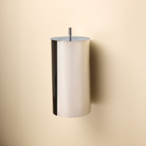 Inox Lixeira Fechada Fixa (Ø15,5x30cm) Inox/Latão Cromado